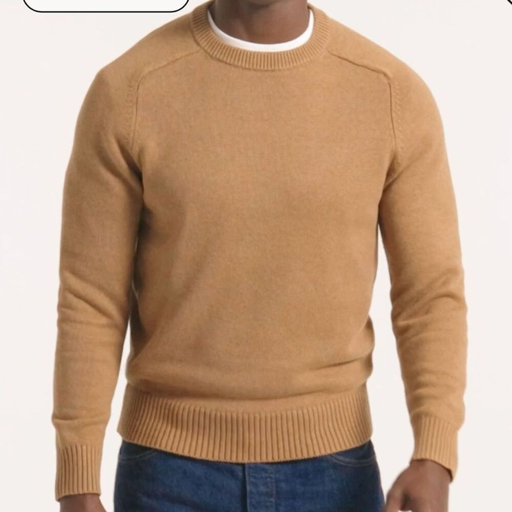J CREW Cotton Sweater Men's Small Tan Brown Soft Knit Fall Crewneck Pullover